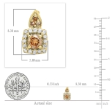 0.30 Carat (ctw) 10K Yellow Gold Round Champagne & White Diamond Ladies Halo Style Dangling Earrings 1/3 CT