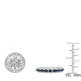1.15 Carat (ctw) 10K White Gold Round Blue Sapphire & White Diamond Ladies Anniversary Wedding Band Stackable Ring