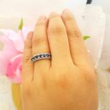 1.15 Carat (ctw) 10K White Gold Round Blue Sapphire & White Diamond Ladies Anniversary Wedding Band Stackable Ring