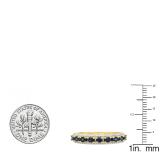 1.15 Carat (ctw) 10K Yellow Gold Round Blue Sapphire & White Diamond Ladies Anniversary Wedding Band Stackable Ring