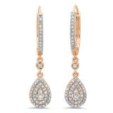 0.50 Carat (ctw) 14K Rose Gold Round White Diamond Ladies Dangling Drop Earrings 1/2 CT