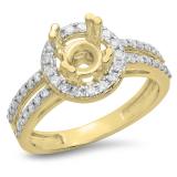 0.50 Carat (ctw) 10K Yellow Gold Round White Diamond Ladies Split Shank Bridal Semi Mount Engagement Ring 1/2 CT (No Center Stone)