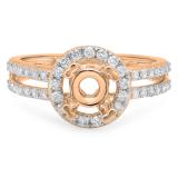 0.50 Carat (ctw) 14K Rose Gold Round White Diamond Ladies Split Shank Bridal Semi Mount Engagement Ring 1/2 CT (No Center Stone)