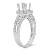 0.50 Carat (ctw) 14K White Gold Round White Diamond Ladies Split Shank Bridal Semi Mount Engagement Ring 1/2 CT (No Center Stone)