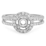 0.50 Carat (ctw) 14K White Gold Round White Diamond Ladies Split Shank Bridal Semi Mount Engagement Ring 1/2 CT (No Center Stone)