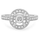 0.35 Carat (ctw) 10K White Gold Round White Diamond Ladies Bridal Semi Mount Engagement Ring 1/3 CT (No Center Stone)