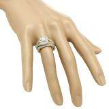 1.30 Carat (ctw) 10K Yellow Gold Princess & Round Cut White Diamond Ladies Bridal Halo Style Split Shank Engagement Ring With Matching Band Set