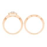 0.60 Carat (ctw) 10K Rose Gold Round Cut White Diamond Ladies Bridal Swirl Halo Style Split Shank Engagement Ring With Matching Band Set