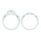 0.60 Carat (ctw) 10K White Gold Round Cut White Diamond Ladies Bridal Swirl Halo Style Split Shank Engagement Ring With Matching Band Set