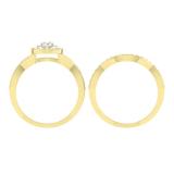 0.60 Carat (ctw) 10K Yellow Gold Round Cut White Diamond Ladies Bridal Swirl Halo Style Split Shank Engagement Ring With Matching Band Set
