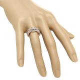 1.00 Carat (ctw) 10K Rose Gold Princess & Round Cut White Diamond Ladies Bridal Split Shank Engagement Ring With Matching Band Set 1 CT