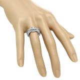 1.00 Carat (ctw) 18K White Gold Princess & Round Cut White Diamond Ladies Bridal Split Shank Engagement Ring With Matching Band Set 1 CT