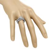 0.25 Carat (ctw) 14K White Gold Round Cut White Diamond Ladies Bridal Heart Shaped Engagement Ring With Matching Band Set 1/4 CT
