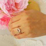 1.60 Carat (ctw) 14K Rose Gold Cushion Morganite & Round White Diamond Ladies Bridal Halo Style Split Shank Engagement Ring