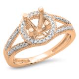 0.20 Carat (ctw) 10K Rose Gold Round White Diamond Ladies Bridal Split Shank Semi Mount Engagement Ring 1/5 CT (No Center Stone)