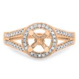 0.20 Carat (ctw) 10K Rose Gold Round White Diamond Ladies Bridal Split Shank Semi Mount Engagement Ring 1/5 CT (No Center Stone)