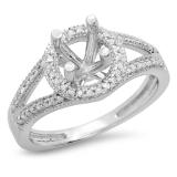 0.20 Carat (ctw) 10K White Gold Round White Diamond Ladies Bridal Split Shank Semi Mount Engagement Ring 1/5 CT (No Center Stone)