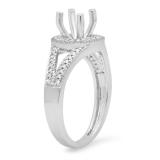 0.20 Carat (ctw) 10K White Gold Round White Diamond Ladies Bridal Split Shank Semi Mount Engagement Ring 1/5 CT (No Center Stone)