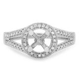0.20 Carat (ctw) 10K White Gold Round White Diamond Ladies Bridal Split Shank Semi Mount Engagement Ring 1/5 CT (No Center Stone)