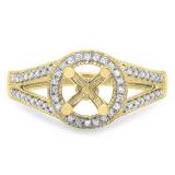 0.20 Carat (ctw) 14K Yellow Gold Round White Diamond Ladies Bridal Split Shank Semi Mount Engagement Ring 1/5 CT (No Center Stone)