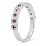 0.20 Carat (Ctw) 10K White Gold Round Garnet Ladies Vintage Style Anniversary Wedding Eternity Band Stackable Ring 1/5 CT