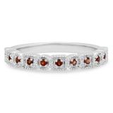 0.20 Carat (Ctw) 10K White Gold Round Garnet Ladies Vintage Style Anniversary Wedding Eternity Band Stackable Ring 1/5 CT