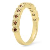 0.20 Carat (Ctw) 10K Yellow Gold Round Garnet Ladies Vintage Style Anniversary Wedding Eternity Band Stackable Ring 1/5 CT