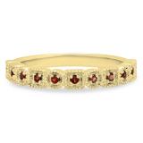 0.20 Carat (Ctw) 10K Yellow Gold Round Garnet Ladies Vintage Style Anniversary Wedding Eternity Band Stackable Ring 1/5 CT