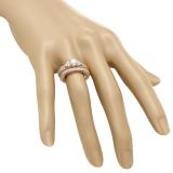 1.45 Carat (ctw) 10K Rose Gold Round Cut White Diamond Ladies Bridal Engagement Ring With Matching Band Set 1 1/2 CT