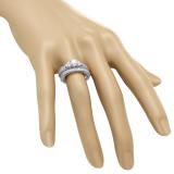 1.45 Carat (ctw) 10K White Gold Round Cut White Diamond Ladies Bridal Engagement Ring With Matching Band Set 1 1/2 CT