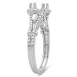 0.50 Carat (ctw) 10K White Gold Pear & Round White Diamond Ladies Bridal Split Shank Semi Mount Engagement Ring 1/2 CT (No Center Stone)