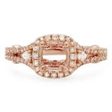 0.50 Carat (ctw) 14K Rose Gold Pear & Round White Diamond Ladies Bridal Split Shank Semi Mount Engagement Ring 1/2 CT (No Center Stone)