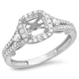 0.50 Carat (ctw) 14K White Gold Pear & Round White Diamond Ladies Bridal Split Shank Semi Mount Engagement Ring 1/2 CT (No Center Stone)