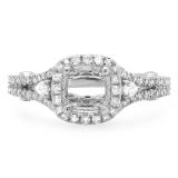 0.50 Carat (ctw) 14K White Gold Pear & Round White Diamond Ladies Bridal Split Shank Semi Mount Engagement Ring 1/2 CT (No Center Stone)
