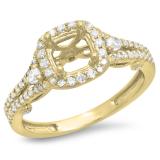 0.50 Carat (ctw) 14K Yellow Gold Pear & Round White Diamond Ladies Bridal Split Shank Semi Mount Engagement Ring 1/2 CT (No Center Stone)