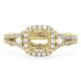 0.50 Carat (ctw) 14K Yellow Gold Pear & Round White Diamond Ladies Bridal Split Shank Semi Mount Engagement Ring 1/2 CT (No Center Stone)