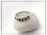 0.65 Carat (Ctw) 10K White Gold Round Blue Sapphire & White Diamond Ladies Bridal Anniversary Wedding Band Ring
