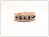 0.65 Carat (Ctw) 14K Rose Gold Round Blue Sapphire & White Diamond Ladies Bridal Anniversary Wedding Band Ring