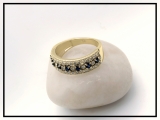 0.65 Carat (Ctw) 14K Yellow Gold Round Blue Sapphire & White Diamond Ladies Bridal Anniversary Wedding Band Ring