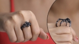1.60 Carat (ctw) Black Rhodium Plated Sterling Silver Princess & Round Black Diamond Ladies Bridal Halo Style Engagement Ring With Matching Band Set