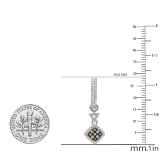 0.50 Carat (ctw) 14K White Gold Round Champagne & White Diamond Ladies Cluster Style Dangling Drop Earrings 1/2 CT