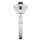 1.35 Carat (ctw) 10K White Gold Round Black Sapphire & White Cubic Zirconia CZ Classic 3 Stone Bridal Engagement Ring