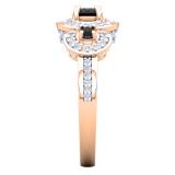 1.35 Carat (ctw) 18K Rose Gold Round Black Sapphire & White Cubic Zirconia CZ Classic 3 Stone Bridal Engagement Ring