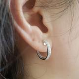 0.70 Carat (ctw) 14K White Gold Round White Diamond Fine In And Out Huggie Hoop Earrings 3/4 CT