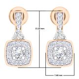 0.50 Carat (ctw) 10K Rose Gold Round White Diamond Ladies Halo Style Dangling Earrings 1/2 CT