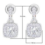 0.50 Carat (ctw) 10K White Gold Round White Diamond Ladies Halo Style Dangling Earrings 1/2 CT