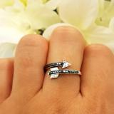 0.15 Carat (ctw) Sterling Silver Round Black & White Diamond Ladies Bridal Vintage Right Hand Arrow Ring