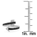 0.15 Carat (ctw) Sterling Silver Round Black & White Diamond Ladies Bridal Vintage Right Hand Arrow Ring