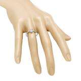 0.50 Carat (ctw) 10K White Gold Oval Cut Aquamarine & Round Cut White Diamond Ladies Bridal Engagement Promise Ring 1/2 CT