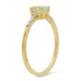 0.50 Carat (ctw) 10K Yellow Gold Oval Cut Aquamarine & Round Cut White Diamond Ladies Bridal Engagement Promise Ring 1/2 CT
